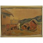 Old alpine Swiss or Austrian pastel drawing signed with initials