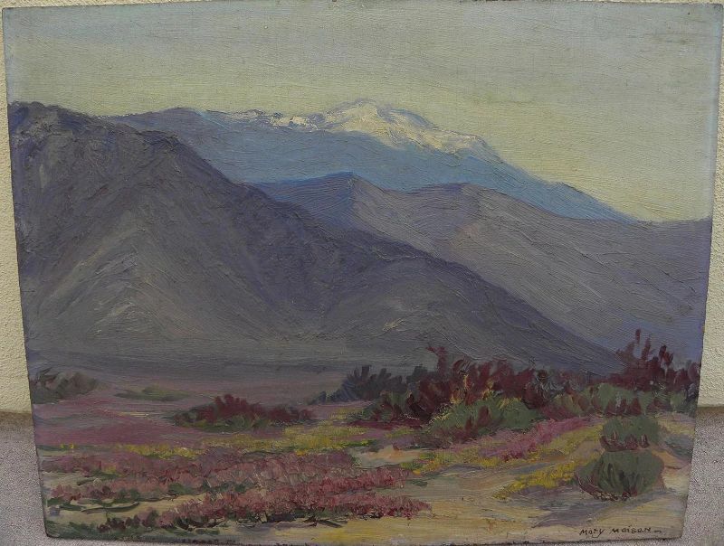 MARY MAISON (1886-1954) vintage California plein air art painting of high mountain and desert in spring