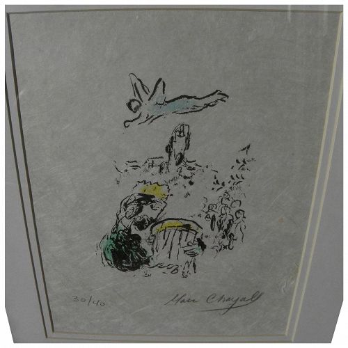 MARC CHAGALL (1887-1985) original pencil signed numbered lithograph print "King David", 1974