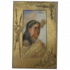 Charming late 19th century pastel drawing of Native American Indian girl