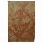 Italian circa 1700 Old Master red chalk religious drawing