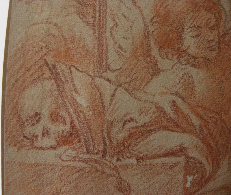 Italian circa 1700 Old Master red chalk religious drawing