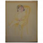 Pastel drawing of a young child by New York artist Muriel Kahn 1967