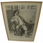 After renowned French artist JEAN-LOUIS-ERNEST MEISSONIER (1815-1891) fine etching "The Smoker"
