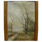 Late nineteenth century small English landscape painting signed with initials