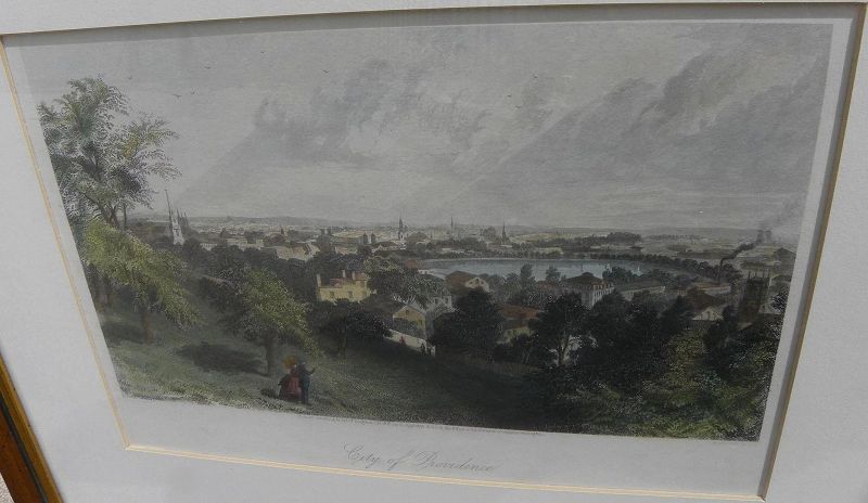 ASA COOLIDGE WARREN (1819-1904) hand colored engraving "City of Providence" 1872