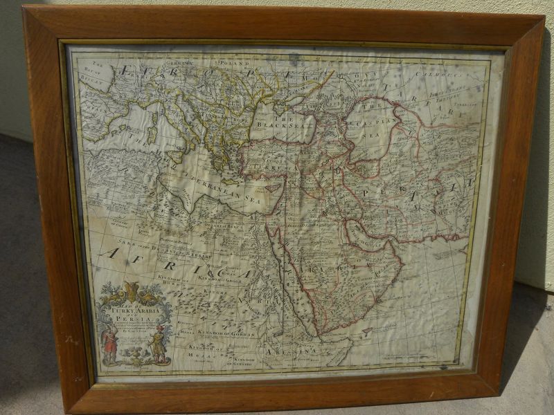 Antique original 1721 atlas map of &quot;Turky, Arabia and Persia&quot; by Georges de l'Isle and John Senex