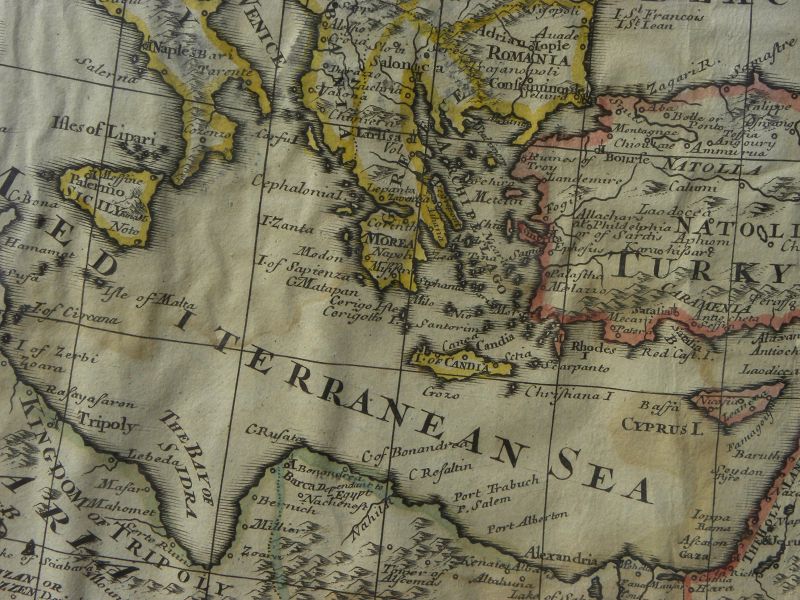 Antique original 1721 atlas map of &quot;Turky, Arabia and Persia&quot; by Georges de l'Isle and John Senex