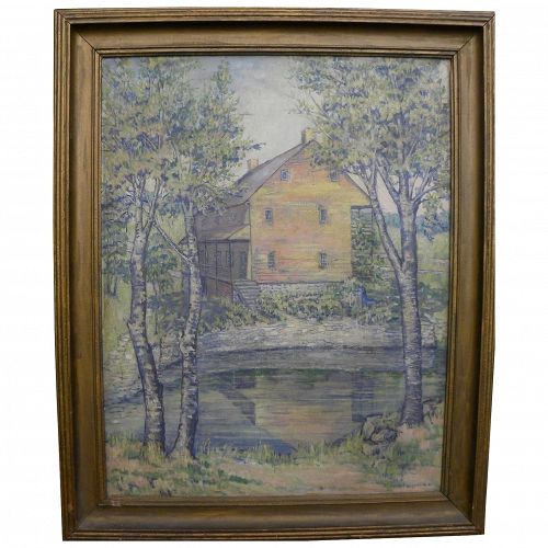 Pennsylvania 1924 exhibited impressionist painting of a mill by artist IRENA FRANKEBERGER