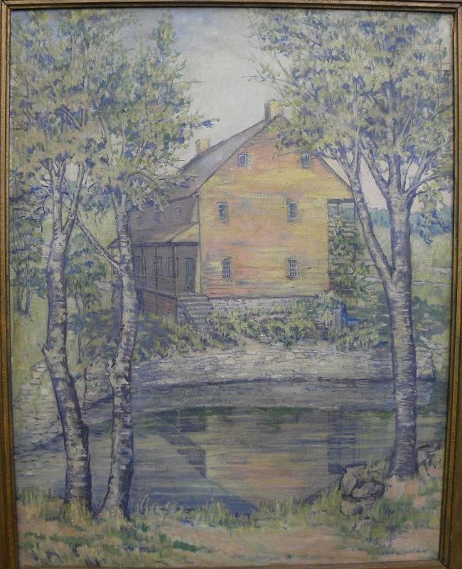 Pennsylvania 1924 exhibited impressionist painting of a mill by artist IRENA FRANKEBERGER