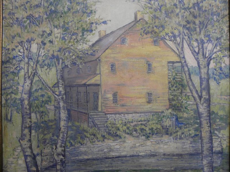 Pennsylvania 1924 exhibited impressionist painting of a mill by artist IRENA FRANKEBERGER