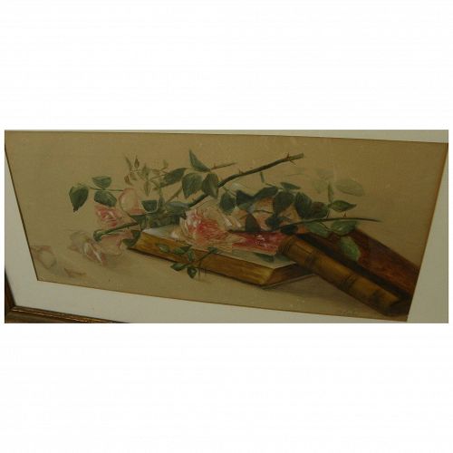 BERTHA TOWNSEND COLER (1865-1948) vintage watercolor still life painting of roses by listed California woman artist
