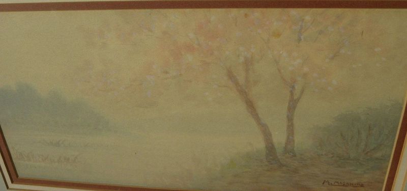 Japanese impressionist watercolor landscape painting signed M. MASAHIRO
