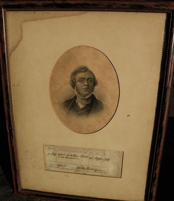 WILLIAM MAKEPEACE THACKERAY (1811-1863) original autograph framed with portrait engraving of the famous English author