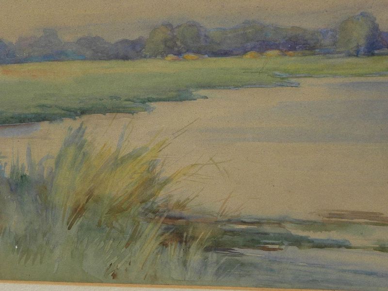 ALFRED SCHROFF (1863-1939) watercolor painting of a marsh by noted Oregon artist