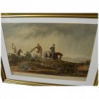 HENRY GILBERT-JONES (1804-1888) early rare original watercolor painting "Jackall Hunting in India" by historical English-Australian artist