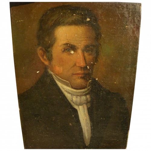 American 1840's early portrait painting of a man