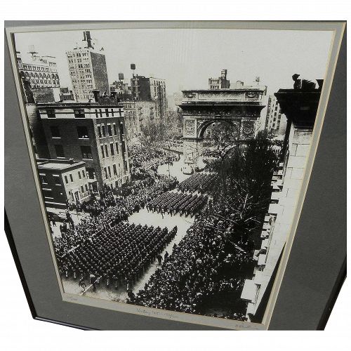GARY FRANKLIN (1928-2007) black and white signed photograph of New York City 1945 victory parade by noted photographer and media personality