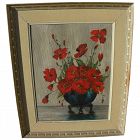 American Impressionist oil floral still life painting signed