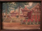 Fine detail large old signed original watercolor painting of Japanese temple possibly Toshogu Shrine at Nikko