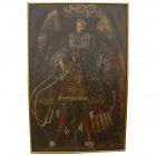 Cuzco School Spanish Colonial Art style contemporary large painting of San Gabriel