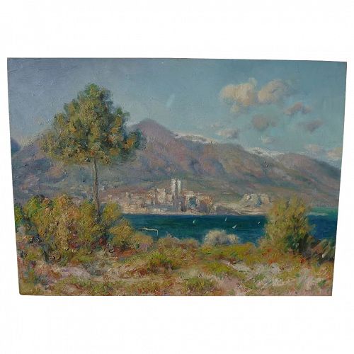 Impressionist contemporary painting of French Riviera landscape in style of Monet or Renoir