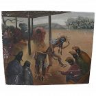 Southwest signed circa 1930's mural style painting of Native American ceremonial dancers