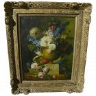 RICARD SANGER 20th century finely detailed flower still life painting in early Dutch style
