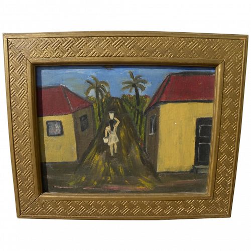 Naive vintage painting nicely framed signed