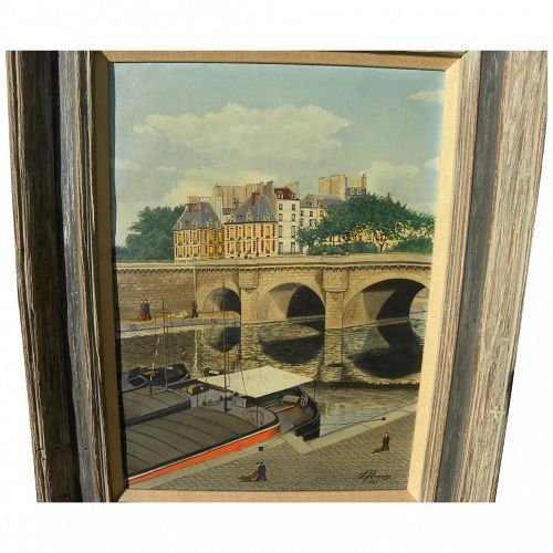 Paris naive style 1953 painting signed L FLORGUIN