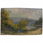 Vintage impressionist oil on panel landscape painting