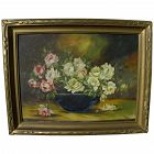 Vintage early 20th century roses still life painting