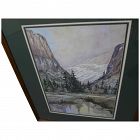 Yosemite Valley California contemporary watercolor painting signed
