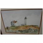 Maine lighthouse watercolor painting by contemporary gallery artist 1986