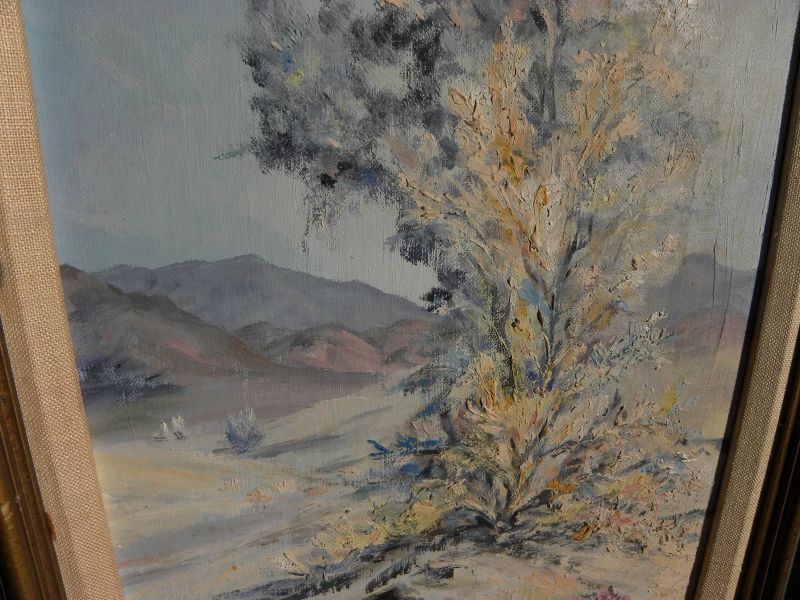 Vintage California desert painting signed M. Gustafson