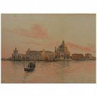 GUIDO AGOSTINI (1870-1898) Italian 19th century detailed watercolor painting of Venice and the lagoon