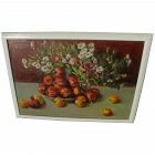 Impressionist flowers and fruits still life painting possibly Russian