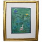 MARC CHAGALL (1887-1985) **hand pencil signed** original print "Lamon Discovers Daphnis" 1961