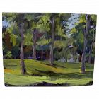 Impressionist contemporary painting of a knoll among trees