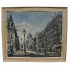 Paris impressionist fine street scene painting by artist Rosis 1961