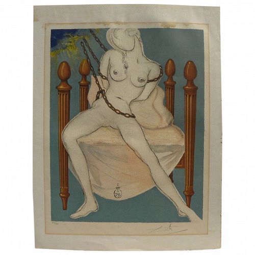 SALVADOR DALI (1904-1989) signed original lithograph "Cecile's Chastity" from Marquis de Sade series 1969