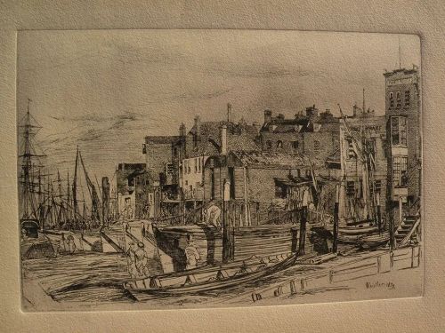 JAMES ABBOTT McNEILL WHISTLER (1834-1903) restrike of 1859 etching "Thames Police"