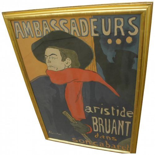 HENRI DE TOULOUSE-LAUTREC (1864-1901) large poster "Ambassadeurs/Aristide Bruant"
