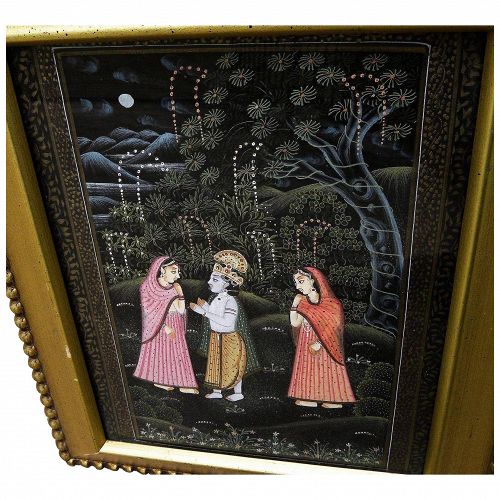 Indian contemporary School detailed painting of figures in traditional style