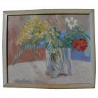 Scandinavian art 1946 impressionist still life floral painting signed OLLE ERIKSON