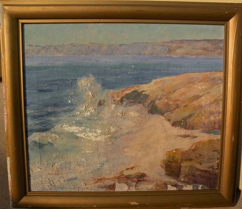 California plein air art coastal scene painting likely listed artist JESSIE R. DEWITT