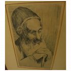 JAKOB EISENBERG (1897-1966) pencil signed etching of religious man by noted Israeli Jewish artist