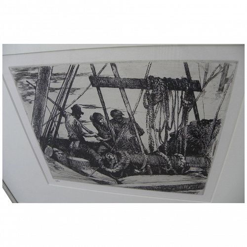 ARMIN HANSEN (1886-1957) rare posthumous only 1993 impression of 1924 etching by the major California artist