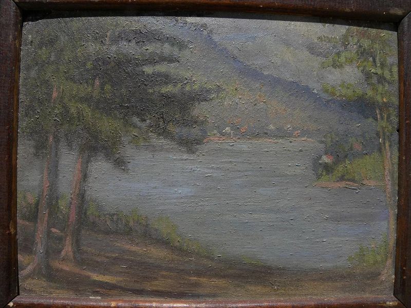 American signed impressionist vintage landscape painting