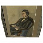 American or English 19th century watercolor painting seated gentleman